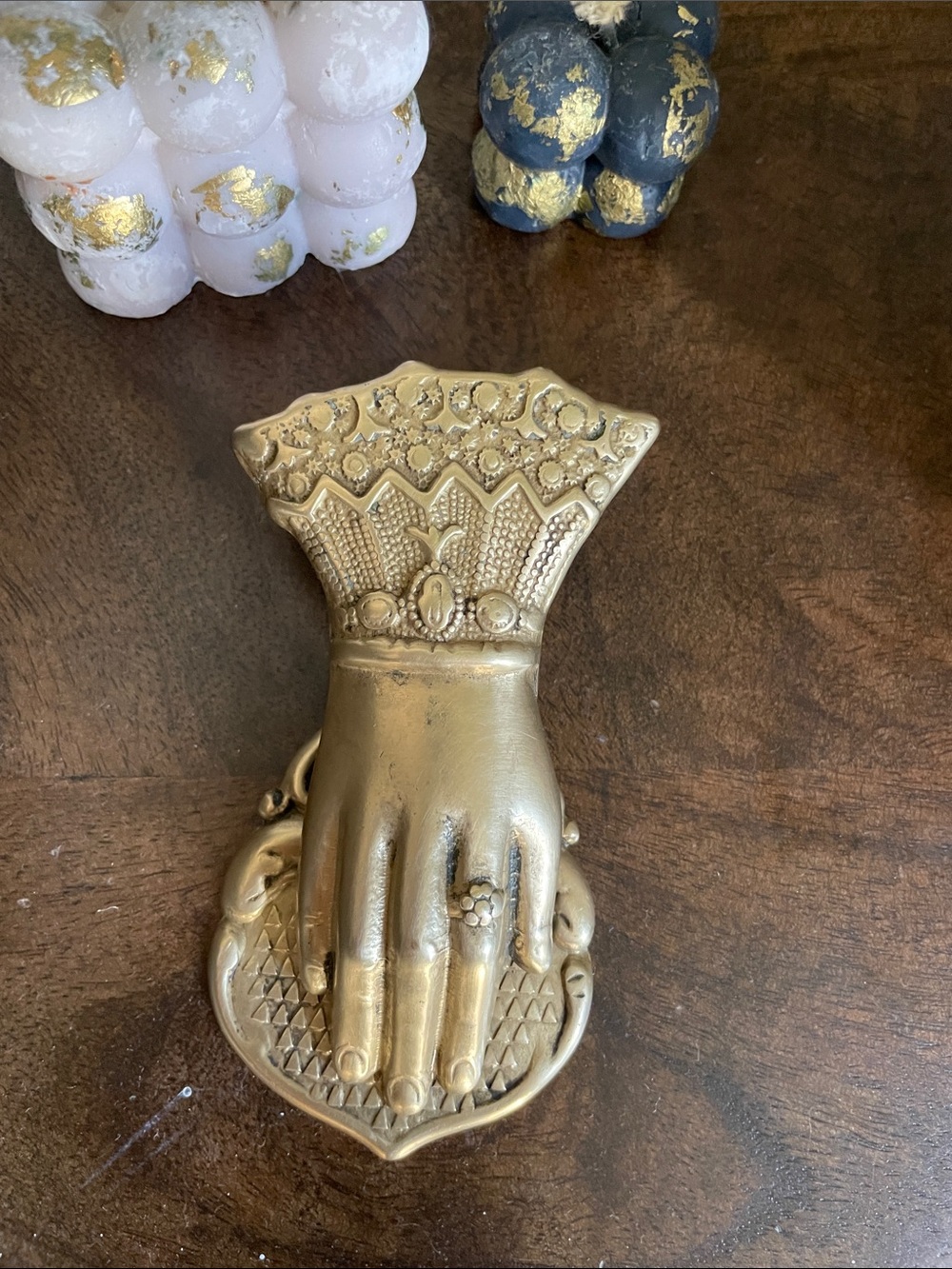 Vintage Victorian Brass Lady’s Hand Paper Clip Desk / Letter Holder